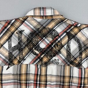 Harley Davidson Men's 3XL Sleeveless Check Plaid Orange Black SYN3 Biker Shirt